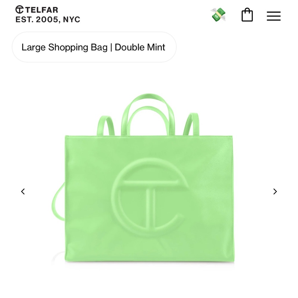 Telfar Large Shopping Bag — Double Mint Green